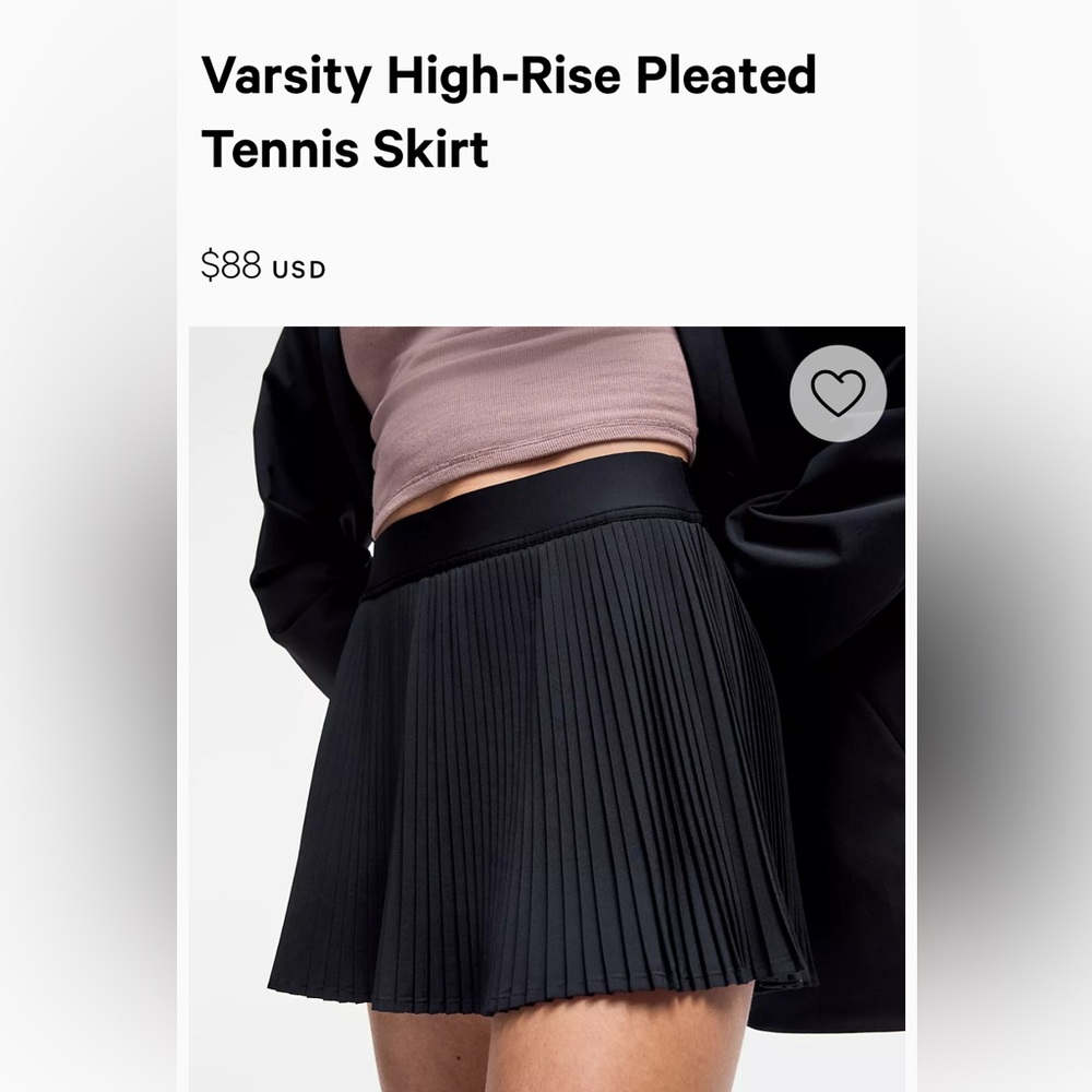 LuLuLemon Varsity Tennis Skirt - Black- Size 6 - NWOT